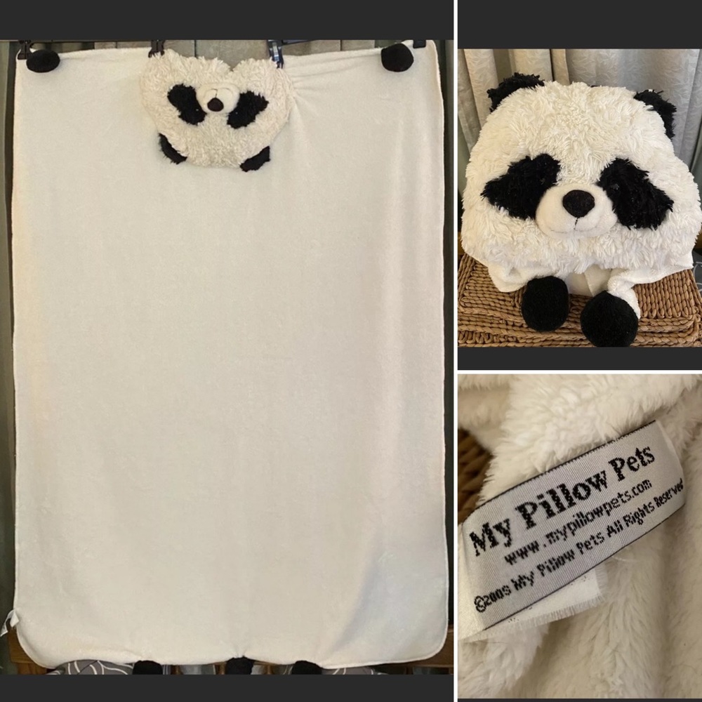 My Pillow Pet Panda Bear Chenille Blanket